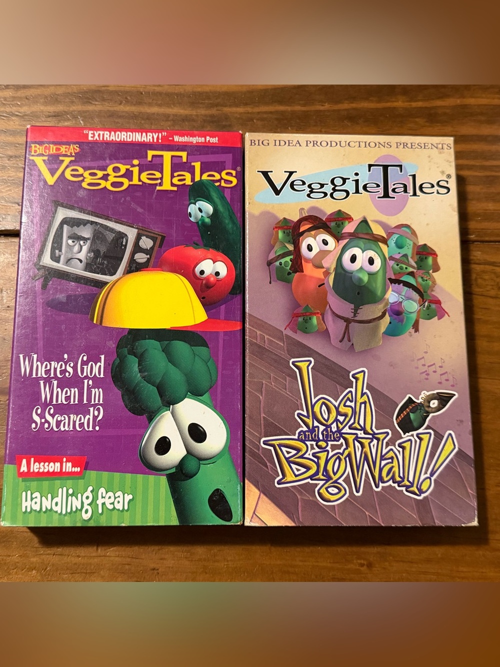 VeggieTales Josh and the Big Wall and Where's God When I'm S-Scared VHS tapes